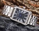 Replica Cartier Tank Francaise Stainless Steel Black Roman Dial Watch Automatic